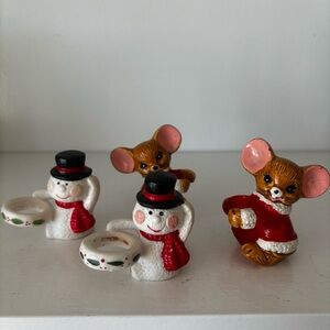 Vintage Ceramic Christmas Candle Huggers